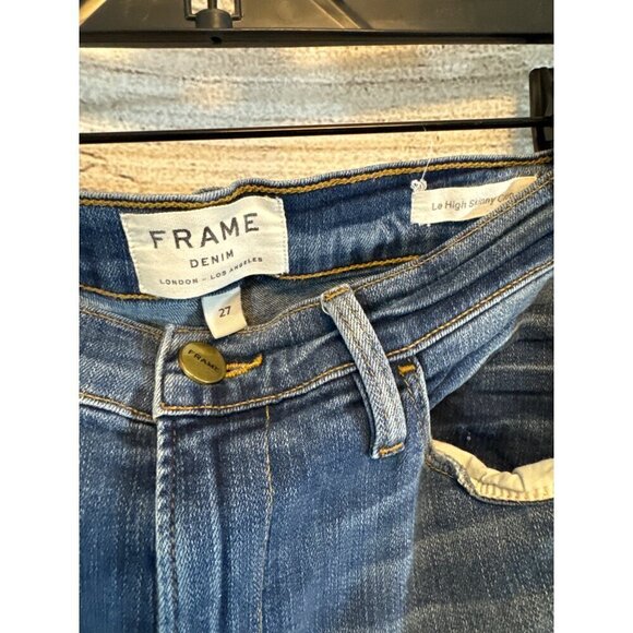 Frame Denim Le High Skinny Crop Jeans Distressed Raw Hem Size 27 - Picture 3 of 4